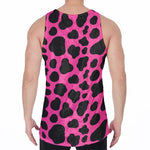 Black And Hot Pink Cow Print Men's Velvet Tank Top