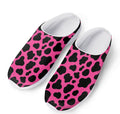 Black And Hot Pink Cow Print Mesh Casual Shoes
