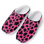 Black And Hot Pink Cow Print Mesh Casual Shoes
