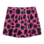 Black And Hot Pink Cow Print Mesh Shorts