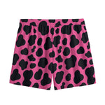 Black And Hot Pink Cow Print Mesh Shorts