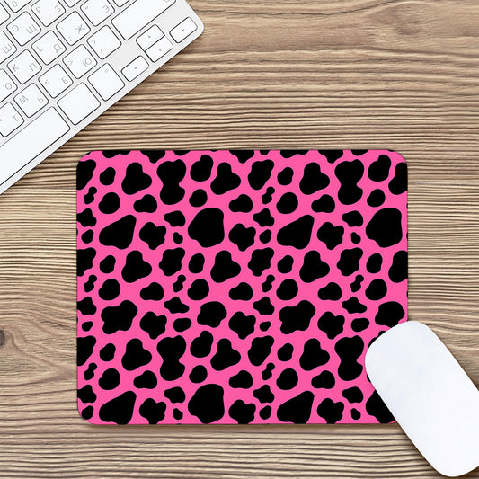 Black And Hot Pink Cow Print Mouse Pad
