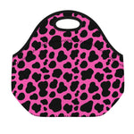 Black And Hot Pink Cow Print Neoprene Lunch Bag