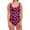 Black And Hot Pink Cow Print One Piece Swimsuit