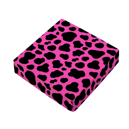 Black And Hot Pink Cow Print Outdoor Seat Cushion Cover