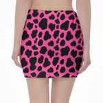 Black And Hot Pink Cow Print Pencil Mini Skirt