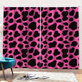 Black And Hot Pink Cow Print Pencil Pleat Curtains