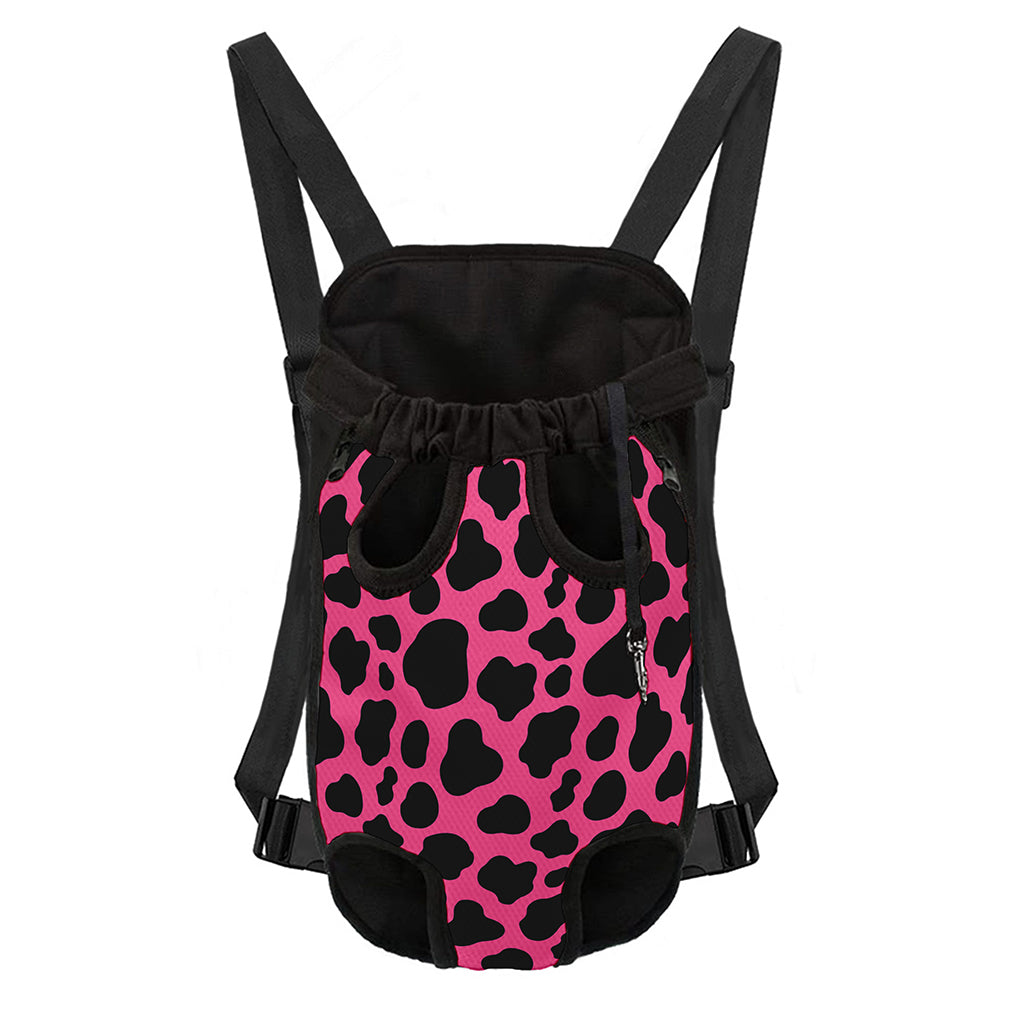 Black And Hot Pink Cow Print Pet Carrier Backpack