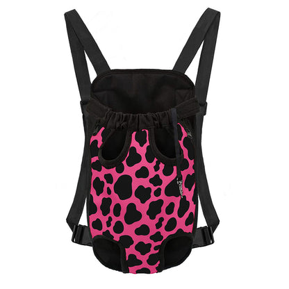 Black And Hot Pink Cow Print Pet Carrier Backpack