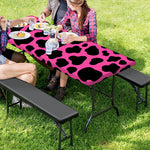 Black And Hot Pink Cow Print Picnic Table Cover