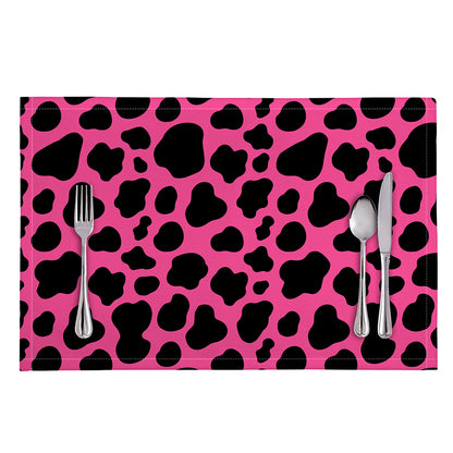 Black And Hot Pink Cow Print Placemat