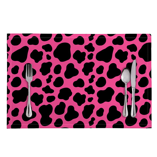 Black And Hot Pink Cow Print Placemat