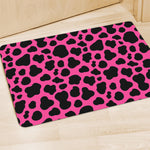 Black And Hot Pink Cow Print Polyester Doormat