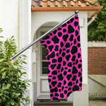 Black And Hot Pink Cow Print Polyester Flag