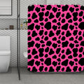 Black And Hot Pink Cow Print Polyester Shower Curtain
