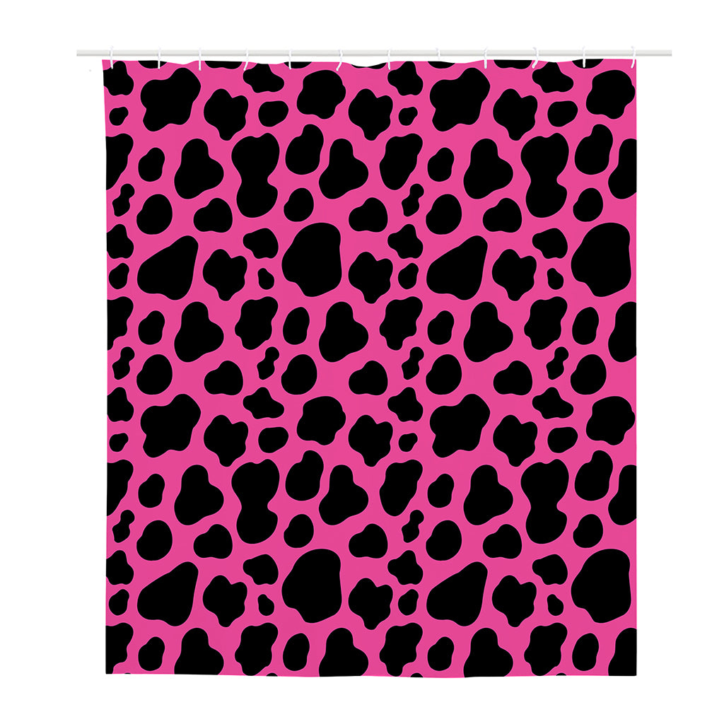 Black And Hot Pink Cow Print Polyester Shower Curtain