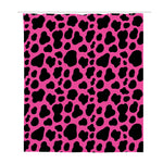 Black And Hot Pink Cow Print Polyester Shower Curtain