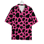 Black And Hot Pink Cow Print Rayon Hawaiian Shirt