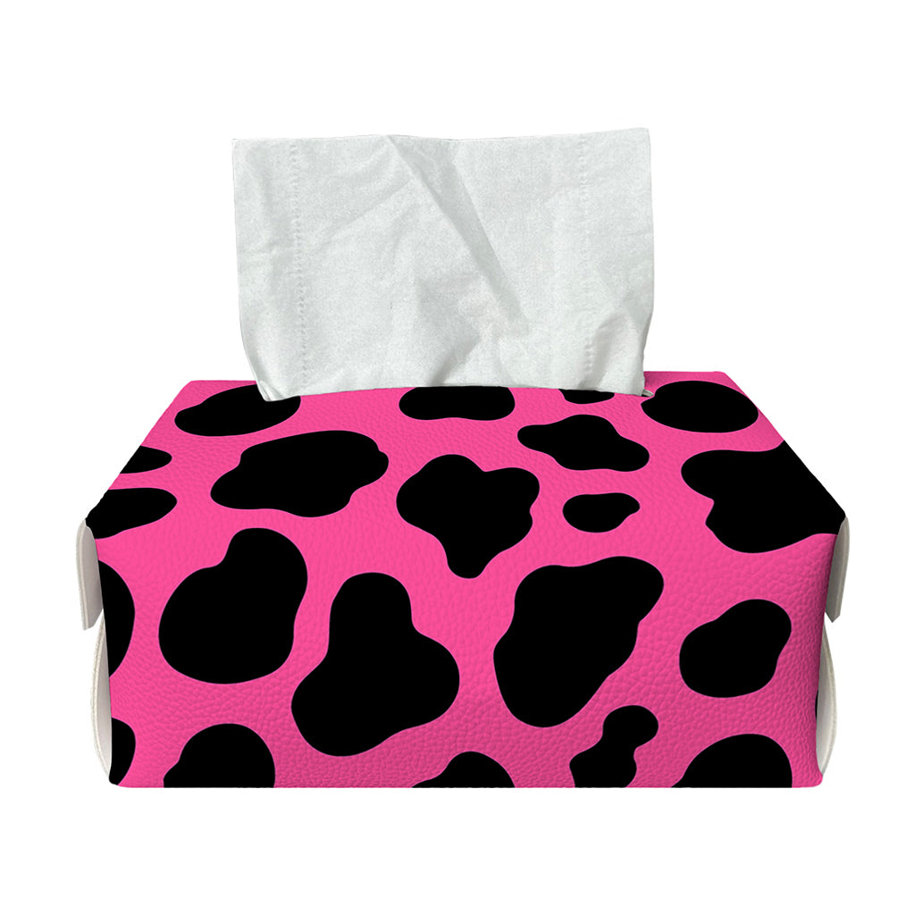 Black And Hot Pink Cow Print Rectangle Tissue Box Cover