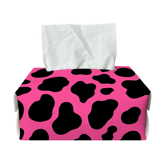 Black And Hot Pink Cow Print Rectangle Tissue Box Cover