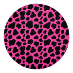 Black And Hot Pink Cow Print Round Blanket