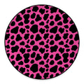 Black And Hot Pink Cow Print Round Floor Mat