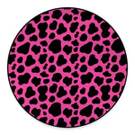 Black And Hot Pink Cow Print Round Floor Mat
