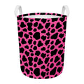 Black And Hot Pink Cow Print Round Laundry Basket