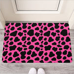 Black And Hot Pink Cow Print Rubber Doormat