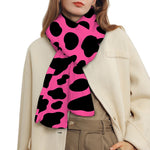 Black And Hot Pink Cow Print Scarf