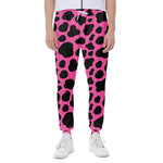 Black And Hot Pink Cow Print Scuba Joggers