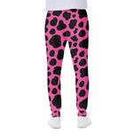 Black And Hot Pink Cow Print Scuba Joggers