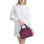 Black And Hot Pink Cow Print Shoulder Handbag