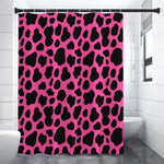 Black And Hot Pink Cow Print Shower Curtain