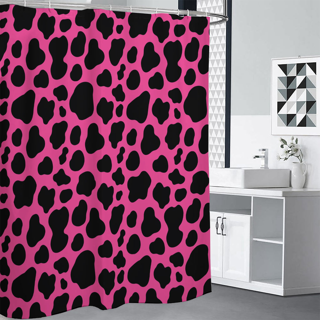 Black And Hot Pink Cow Print Shower Curtain