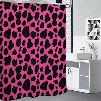 Black And Hot Pink Cow Print Shower Curtain