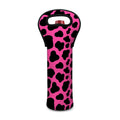 Black And Hot Pink Cow Print Single Neoprene Wine Tote