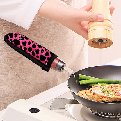 Black And Hot Pink Cow Print Skillet Handle Cover