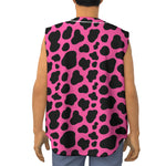 Black And Hot Pink Cow Print Sleeveless Baseball Jersey