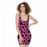 Black And Hot Pink Cow Print Sleeveless Bodycon Dress