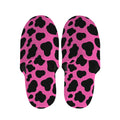 Black And Hot Pink Cow Print Slippers