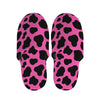 Black And Hot Pink Cow Print Slippers