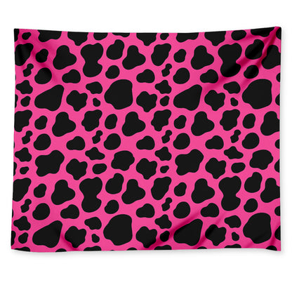 Black And Hot Pink Cow Print Tapestry