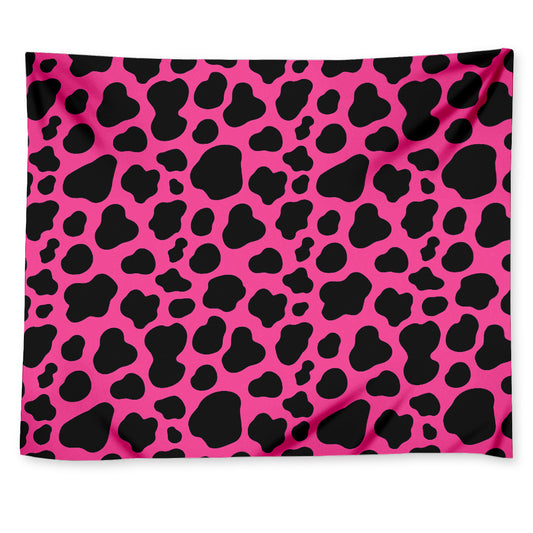 Black And Hot Pink Cow Print Tapestry