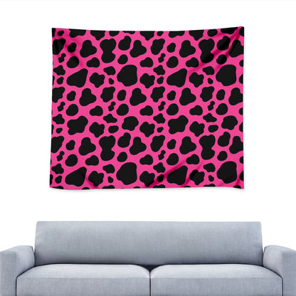 Black And Hot Pink Cow Print Tapestry