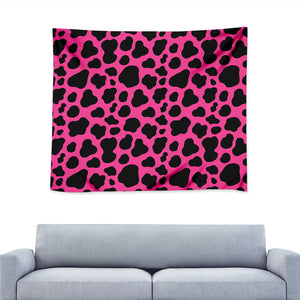 Black And Hot Pink Cow Print Tapestry