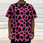 Black And Hot Pink Cow Print Textured Short Sleeve Shirt