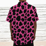 Black And Hot Pink Cow Print Textured Short Sleeve Shirt