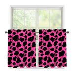 Black And Hot Pink Cow Print Tier Curtains