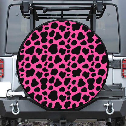 Black And Hot Pink Cow Print Tire Cover